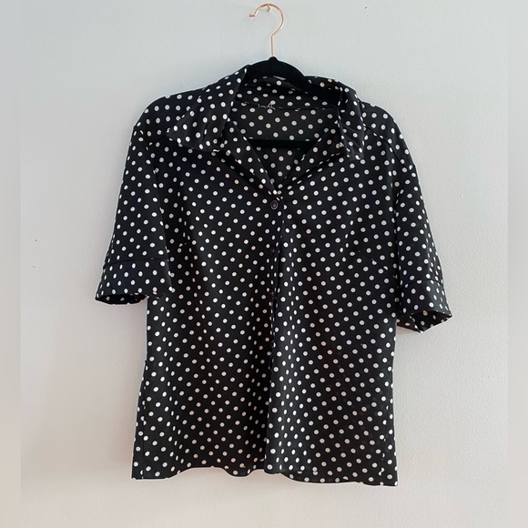 Vintage Black and White Polka Dot Dress + Blouse Set - Picture 5 of 7